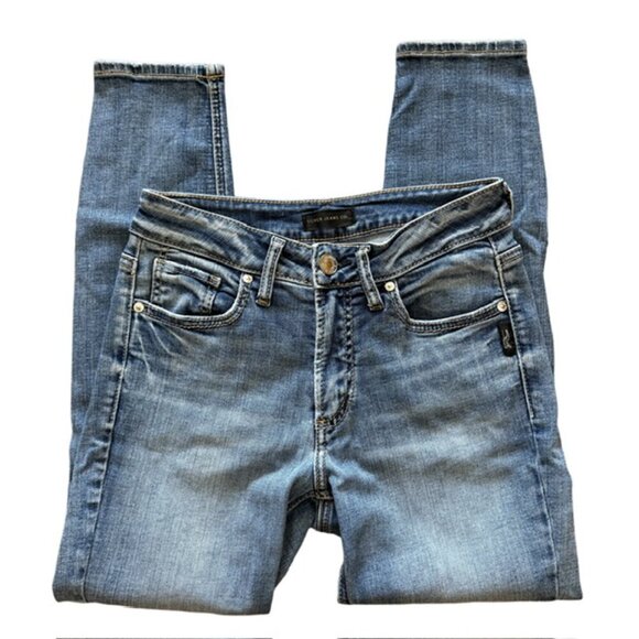SILVER✨JEANS Suki Skinny Crop Women’s W27/L26 Light Wash Denim 👖 Size 27 - Picture 3 of 15